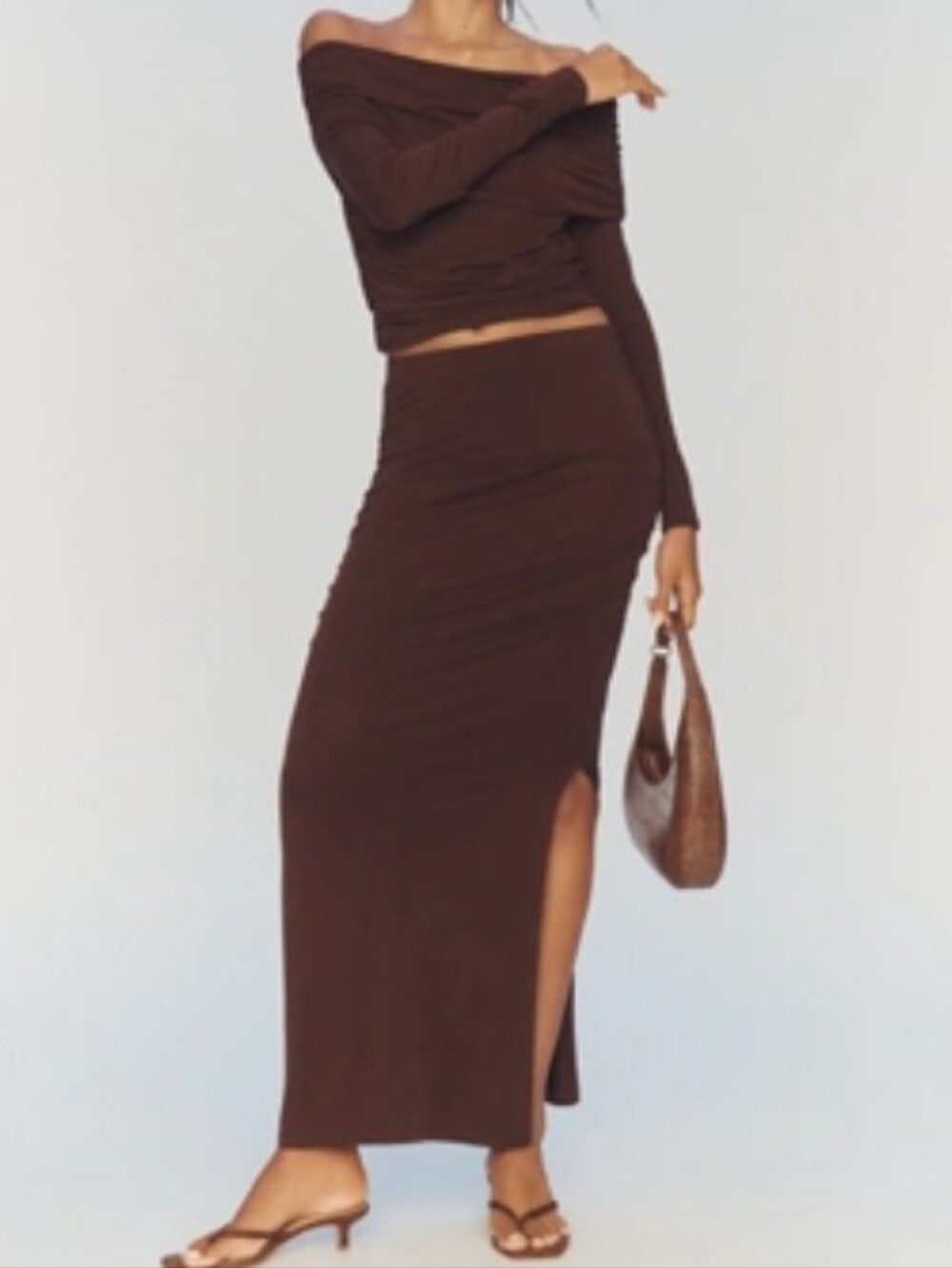 NWT Maeve Ruched Jersey Column Maxi Skirt